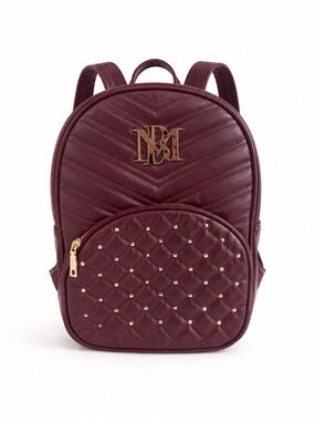 Badgley Mischka NEW Backpack Burgundy Gold Studded Hardware & Adjustable Straps